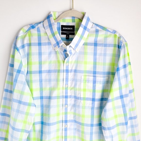 Bonobos Slim Fit Button Down Long Sleeve Shirt Mens XL Check New w/o Tag NWOT - Picture 2 of 4